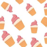 plano de fundo de ícones de deliciosos cupcakes vetor