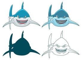 ilustração de desenho vetorial desenho de tubarão isolada no fundo branco vetor