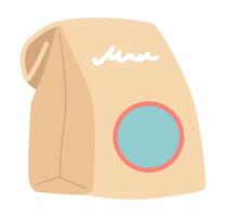 Leve embora Comida saco dentro plano Projeto. papel pacote para Entrega a partir de cafeteria. ilustração isolado. vetor