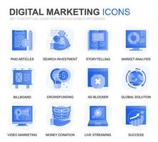 moderno conjunto o negócio e marketing gradiente plano ícones para local na rede Internet e Móvel aplicativos. contém tal ícones Como digital estratégia, global solução, mercado. conceptual cor plano ícone. pictograma pacote. vetor