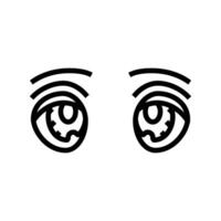 grande olhos kawaii linha ícone ilustração vetor