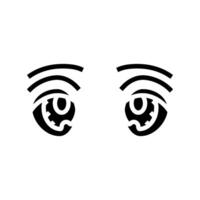 grande olhos kawaii glifo ícone ilustração vetor