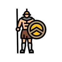 Guerreiro soldado romano grego cor ícone ilustração vetor