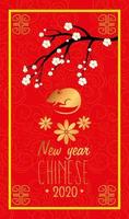 feliz ano novo chinês com rato e decoração vetor