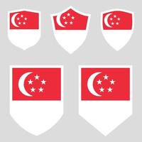conjunto do Cingapura bandeira dentro escudo forma quadro, Armação vetor