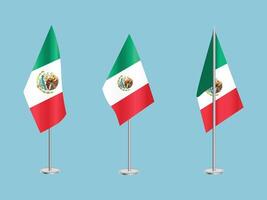 bandeira do México com prata pólo.set do mexicano nacional bandeira vetor