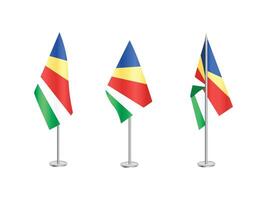 bandeira do seychelles com prata pólo.set do Seicheles nacional bandeira vetor