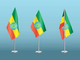 bandeira do Etiópia com prata pólo.set do etiópia nacional bandeira vetor