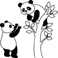 fofa panda coloração Páginas. panda animal esboço para coloração livro. panda linha arte vetor