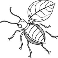a besouro erro é a inseto. uma Preto e branco coloração livro. coloração Páginas para crianças. inseto coloração Páginas vetor