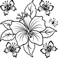 hibisco flor coloração Páginas. flor linha arte vetor