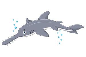 desenho animado Serra Tubarão isolado em branco fundo vetor