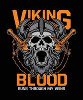 viking sangue corre através meu veias viking camiseta Projeto vetor