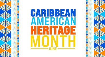 Junho é caribe americano herança mês Palma árvore fundo modelo. feriado conceito. usar para fundo, bandeira, cartaz, cartão, e poster Projeto modelo com texto inscrição vetor