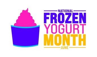 Junho é nacional congeladas iogurte mês fundo modelo. feriado conceito. usar para fundo, bandeira, cartaz, cartão, e poster Projeto modelo com texto inscrição e padrão cor. vetor