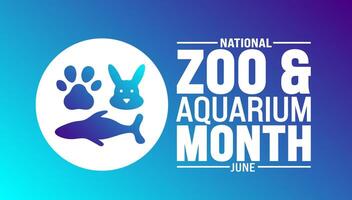 Junho é nacional jardim zoológico e aquário mês fundo modelo. feriado conceito. usar para fundo, bandeira, cartaz, cartão, e poster Projeto modelo com texto inscrição e padrão cor. vetor
