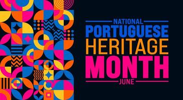 Junho é nacional Português herança mês fundo modelo. feriado conceito. usar para fundo, bandeira, cartaz, cartão, e poster Projeto modelo com texto inscrição e padrão cor. vetor