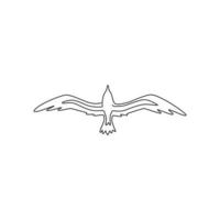um único desenho de linha da gaivota selvagem para a identidade do logotipo de negócios da empresa. conceito de mascote de pássaro bonito para o símbolo do Parque Nacional de conservação. ilustração gráfica de vetor de desenho de linha contínua