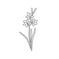 uma linha contínua desenho de beleza narciso fresco do logotipo do jardim. conceito de flor de narciso decorativo decorativo para impressão para impressão de cartaz de arte em casa de decoração de parede. ilustração em vetor moderno desenho de linha única