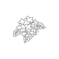 uma linha contínua de desenho de beleza fresca lantana para impressão de pôster de arte de parede de decoração de casa. arbusto decorativo flor verbena para enfeite de cartão. ilustração em vetor moderno desenho de linha única