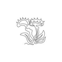 desenho de linha único de beleza fresco venus flytrap para impressão de pôster de arte decoração de parede de casa. decorativo de dionaea muscipula para o inimigo de videogame. ilustração em vetor desenho moderno linha contínua