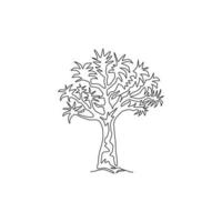 desenho de linha contínua única da floresta de árvores quiver. árvore decorativa aloidendron dichotomum para o parque nacional. turista e conceito de férias de viagens. ilustração em vetor moderno desenho de uma linha
