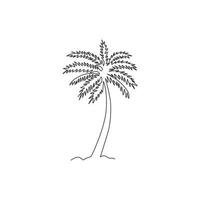 um desenho de linha contínua de cocos nucifera. conceito decorativo de palmeira de coco para o logotipo da empresa de plantação e impressão de cartaz de decoração de parede de arte para casa. ilustração em vetor desenho desenho de linha única na moda