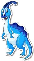 Adesivo de personagem de desenho animado de dinossauro parasaurolophus vetor