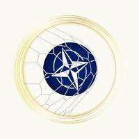 NATO pontuação meta, abstrato futebol símbolo com ilustração do NATO bola dentro futebol líquido. vetor