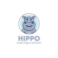 logotipo animal hipopótamo fofa desenho animado ilustração. animal logotipo conceito .plano estilo conceito ilustração fofa vetor