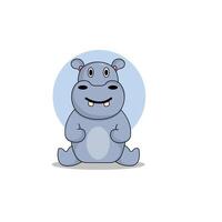 fofa animal hipopótamo desenho animado ícone ilustração.animal ícone ilustração. plano estilo conceito fofa vetor