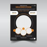 modelo de design de panfleto de comida deliciosa vetor