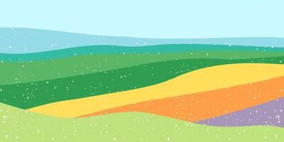 agro fundo campo rural plantas. horizontal abstrato folheto poster bandeira pano de fundo. panorama verde amarelo colinas. retro textura vetor