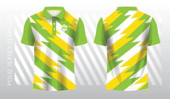 abstrato amarelo e verde pólo jérsei esporte. esporte uniforme dentro frente e costas visualizar. zombar acima para esporte clube. vetor