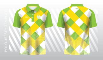 abstrato amarelo e verde pólo jérsei esporte. esporte uniforme dentro frente e costas visualizar. zombar acima para esporte clube. vetor