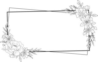 floral quadro, Armação com flor ramalhete, flor ramalhete esboço vetor