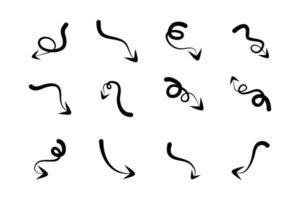 Setas; flechas direção placa pictograma símbolo visual ilustração conjunto vetor