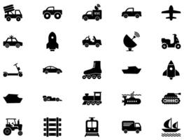 transporte glifo ícone pictograma símbolo visual ilustração conjunto vetor