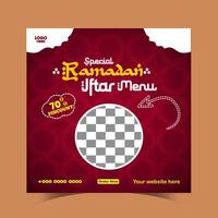 Ramadã iftar cardápio Comida postar Projeto e social meios de comunicação bandeira modelo vetor
