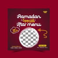 Ramadã iftar cardápio Comida postar Projeto e social meios de comunicação bandeira modelo vetor
