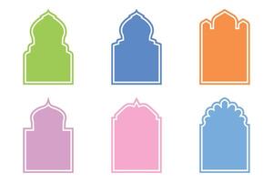islâmico arco Projeto glifo com esboço alegre preenchidas silhuetas Projeto pictograma símbolo visual ilustração vetor