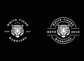 uma Bengala tigre face cabeça com presas e kung fu chinês letras para kungfu clube marcial clã logotipo Projeto vetor