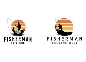 pescador, pescaria ícone logotipo Projeto modelo. vetor