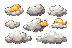 desenho animado nuvens definir, ilustração vetor