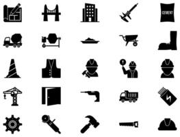 construção glifo ícone pictograma símbolo visual ilustração conjunto vetor