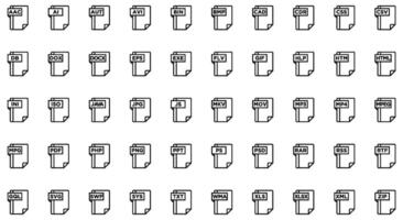 Arquivo formatos linha ícone pictograma símbolo visual ilustração conjunto vetor