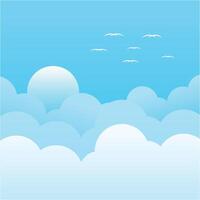 nublado céu fundo dentro plano Projeto ilustração vetor