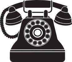 retro Telefone ícone em branco fundo. Preto e branco ilustração. vetor