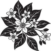 Preto e branco floral padronizar com flores e folhas. ilustração. vetor