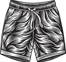 mão desenhado ilustração do masculino shorts. Preto e branco esboço. vetor